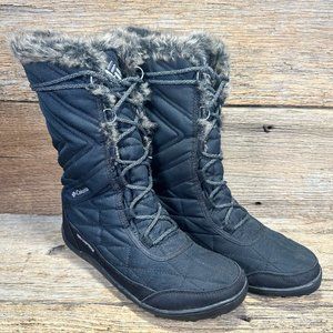 Columbia Minx Mid III Fur Boots Women's Size 9 Black Omnigrip Waterproof